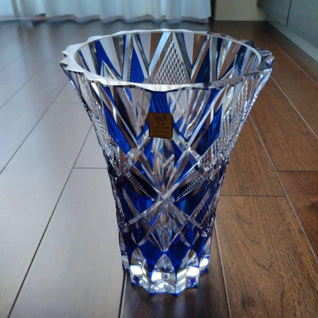 kagami crystal KAGAMI 江戸切子 色被せ 花瓶 新品 箱付