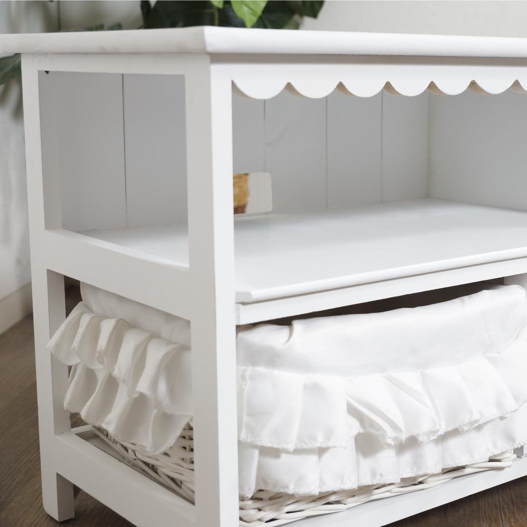 【新品】フリル付きバスケット テレビ台　ガーリー　ロマンティック 　アウトレット