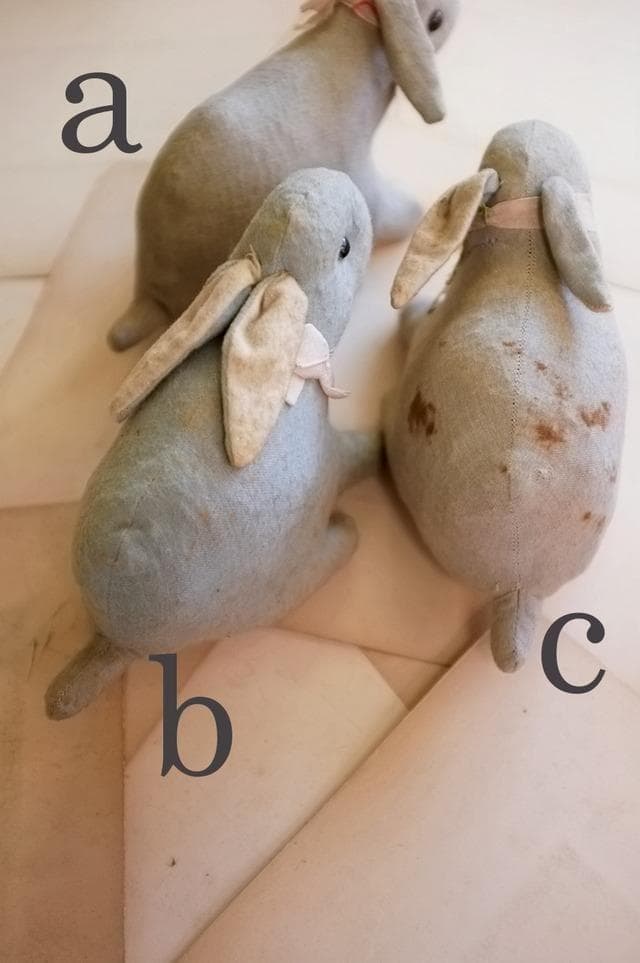 フランス 青いうさぎさんと薔薇色のリボンb ドール テディベア アンティーク