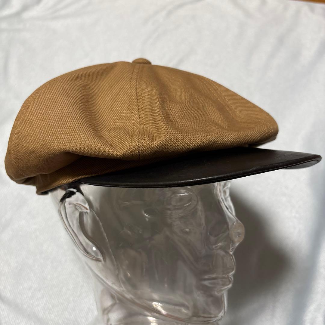 Attractions アトラクションズ　豪華本革＋綿 ブラウン キャスケット帽