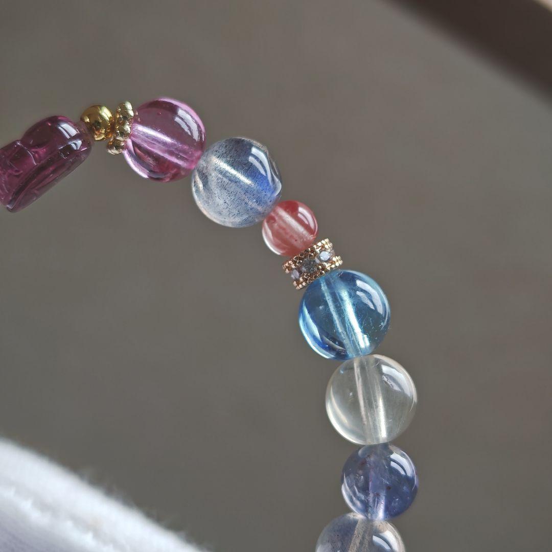 専用です♡ルベライト✡トルマリンちび貔貅のクリア華奢ブレス