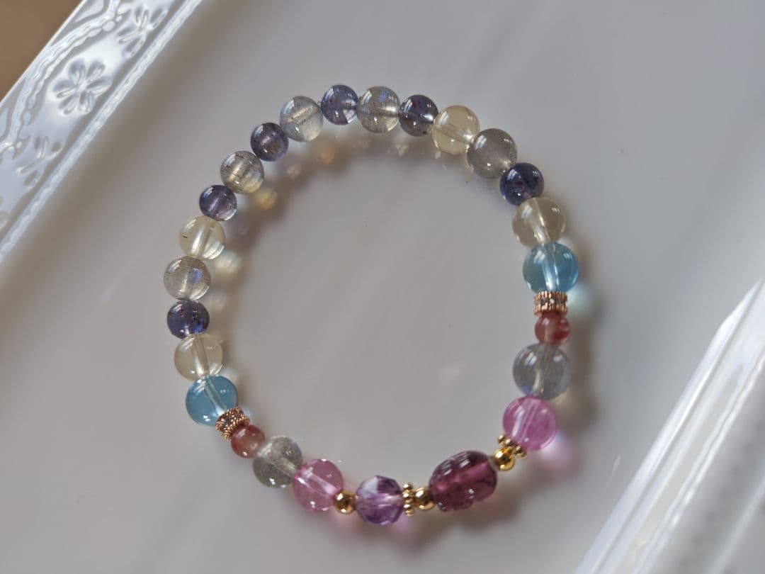 専用です♡ルベライト✡トルマリンちび貔貅のクリア華奢ブレス