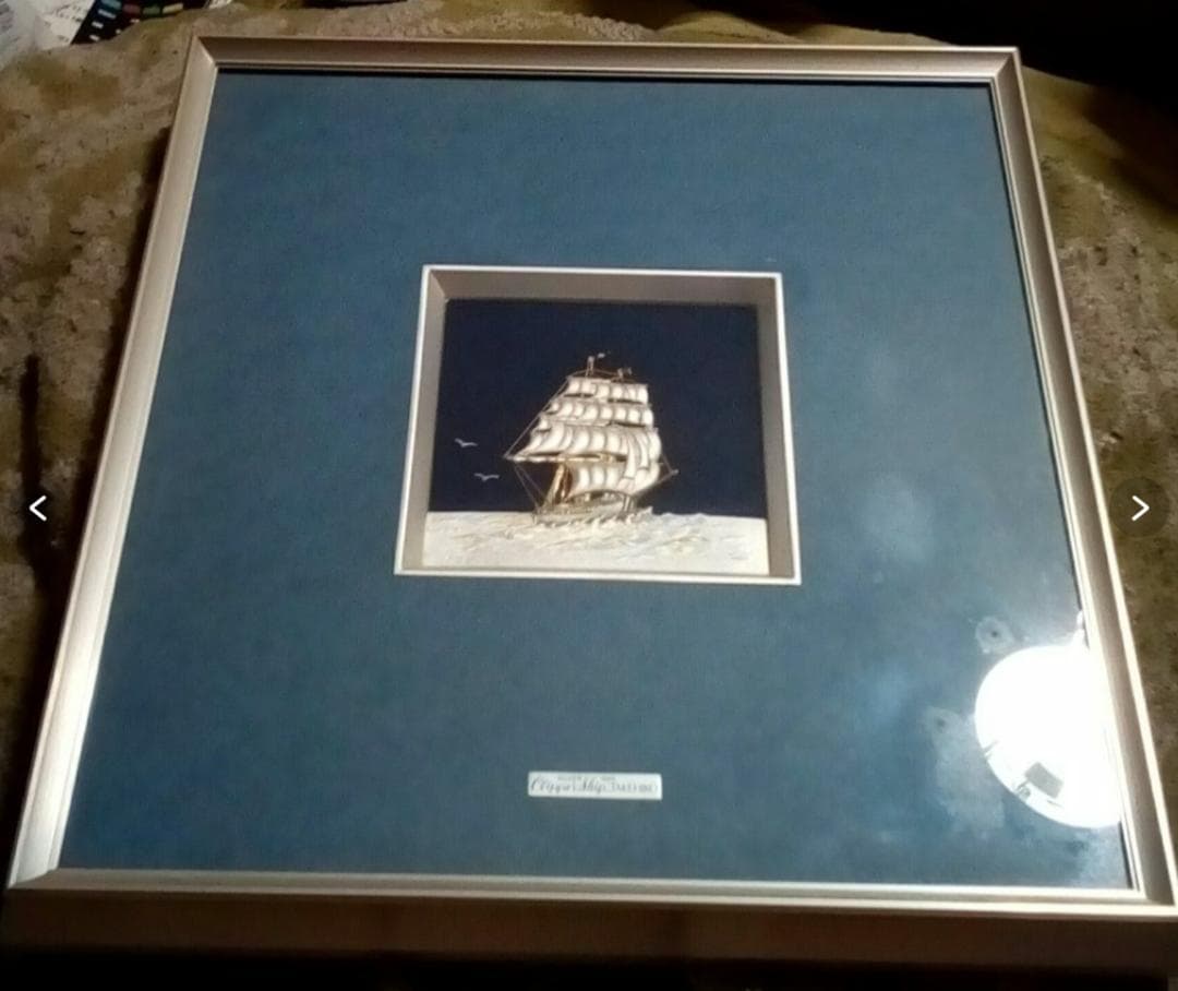 武比古純銀帆船5号レリーフ銀99.9刻印あり箱無し銀13.9g30×32