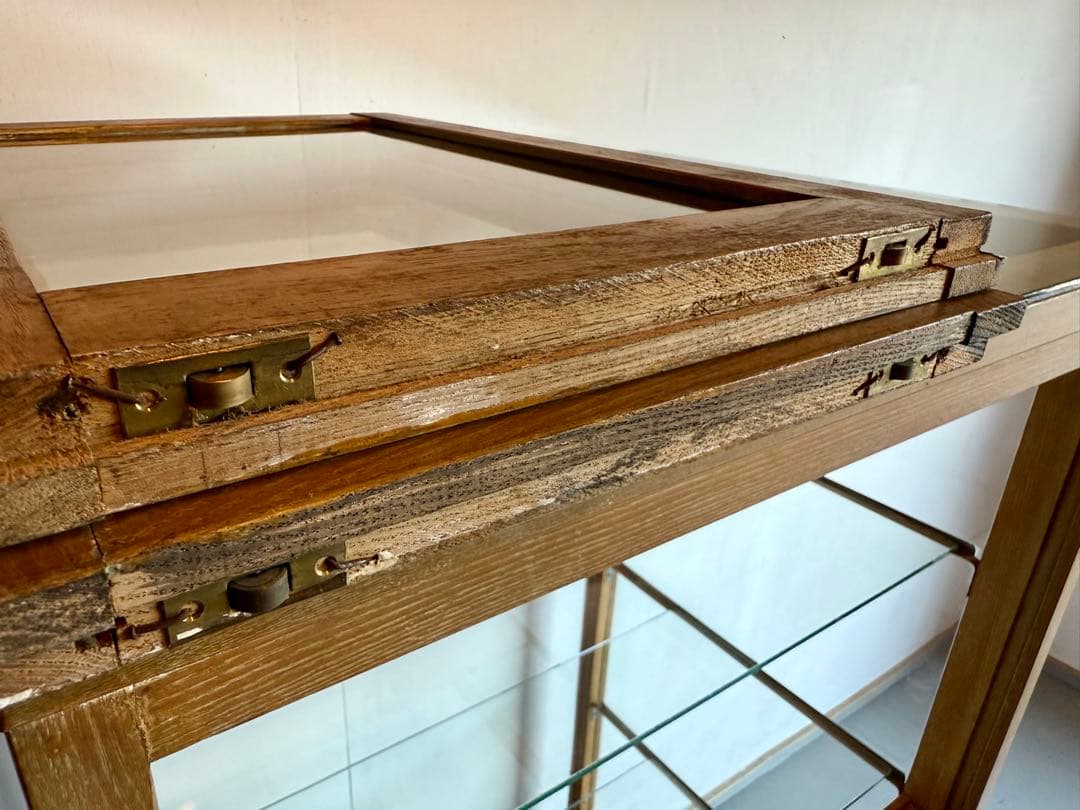 引取り限定 木枠 ガラス ショーケース 陳列棚 飾り棚 パンケース 古家具 什器