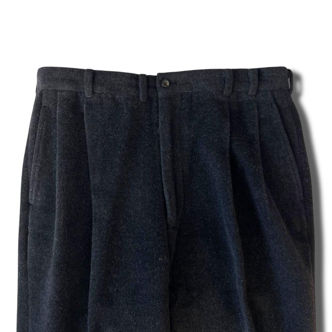 美品 PAPAS アンゴラ ウール 2B セットアップ スーツ L ブラック