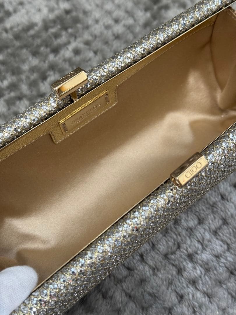 JIMMY CHOO ジミーチュウ　グリッター　クラッチ　シルバー/ゴールド