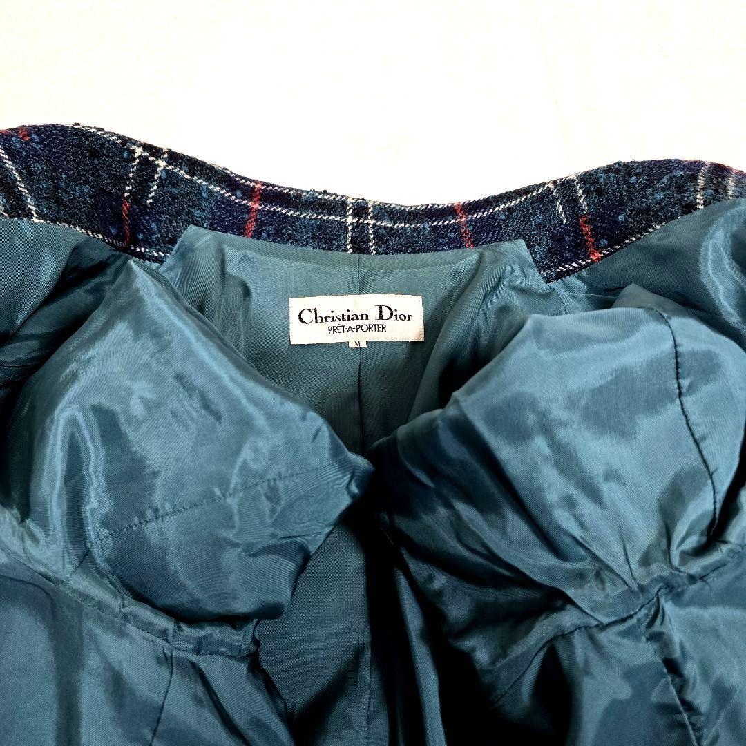 クリスチャンディオール テーラードジャケット ツイード マドラスチェック M