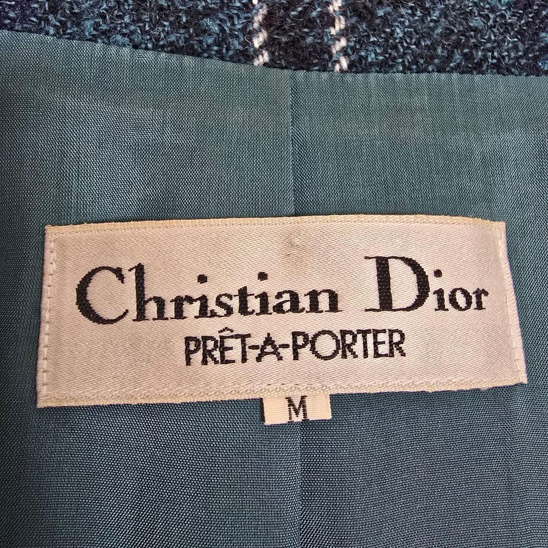 クリスチャンディオール テーラードジャケット ツイード マドラスチェック M