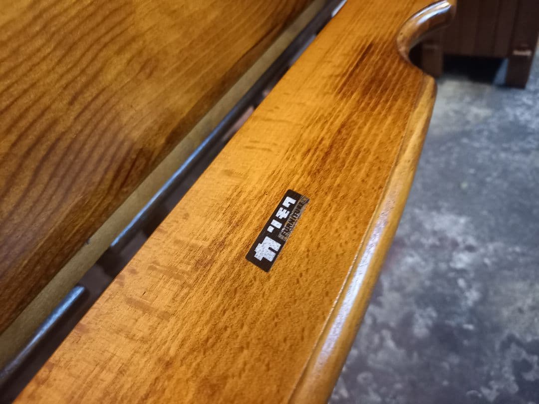 1970's　カリモク　コロニアル　壁掛け　鏡　ウォール　ラック付　ミラー