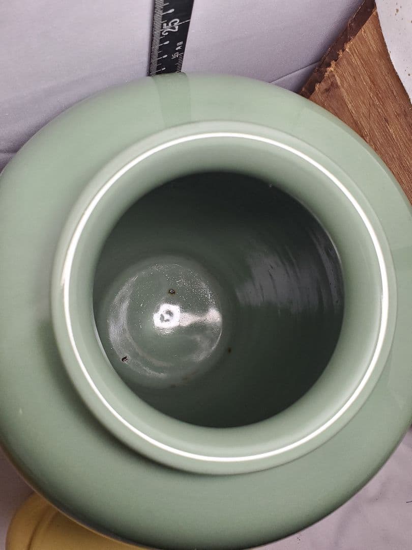 長期保管品　青磁　花瓶　蘇峰　共桐箱　栞　黄布付　高さ約28㎝　М⑨