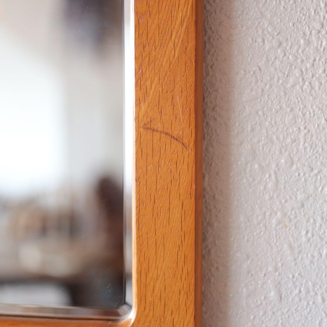 【ヴィンテージ】木製フレーム ウォールミラー（hikari製）面取り鏡面