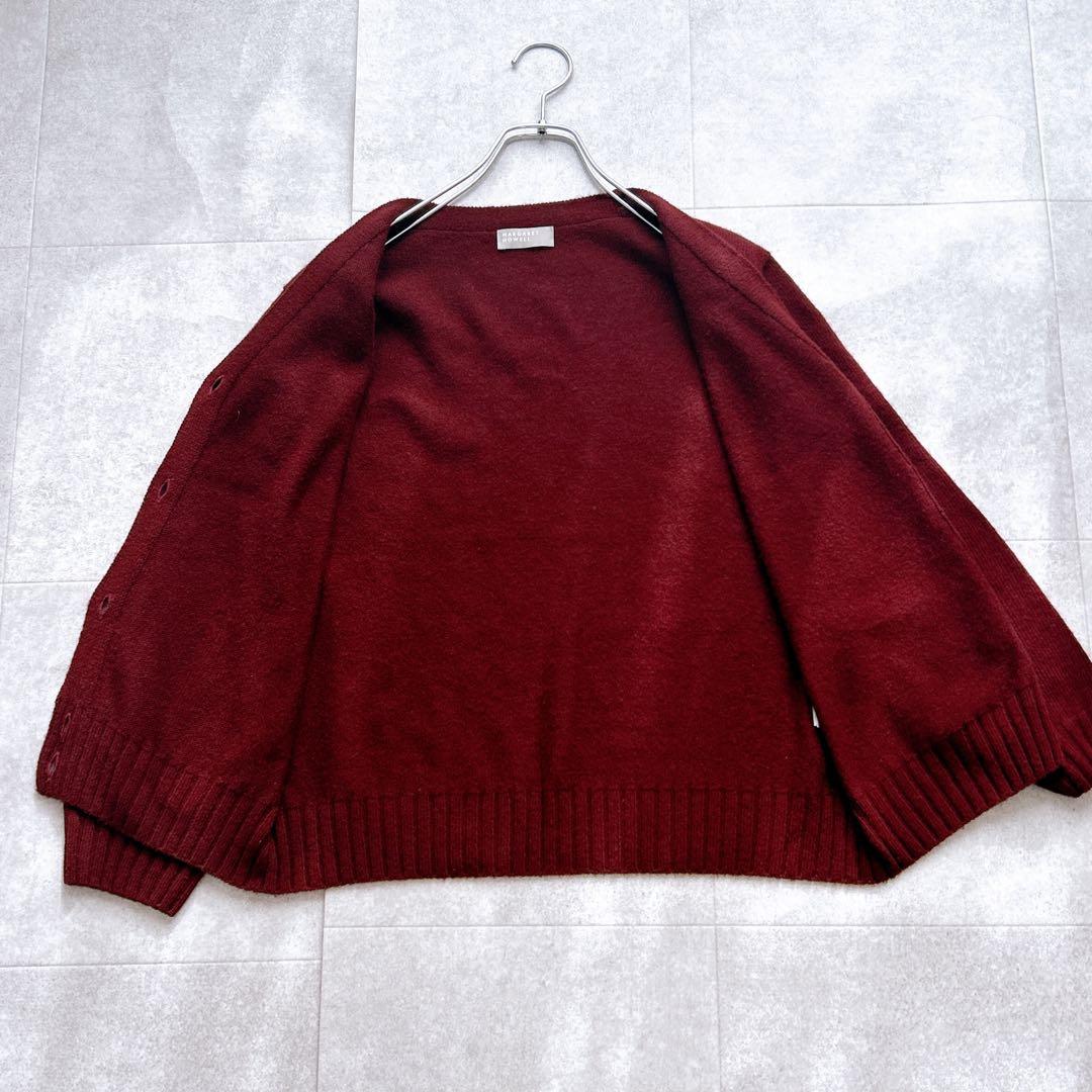 美品✨ マーガレットハウエル 22AW カシミヤコットンカーディガン えんじ Ⅱ