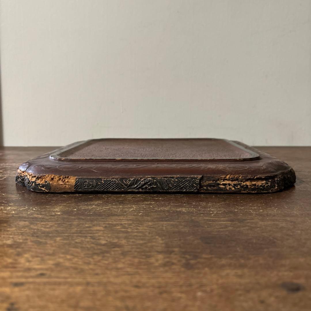 古琉球龍漆器　方盆　江戸時代頃　古美術　古民芸　骨董　アンティーク　古道具　李朝