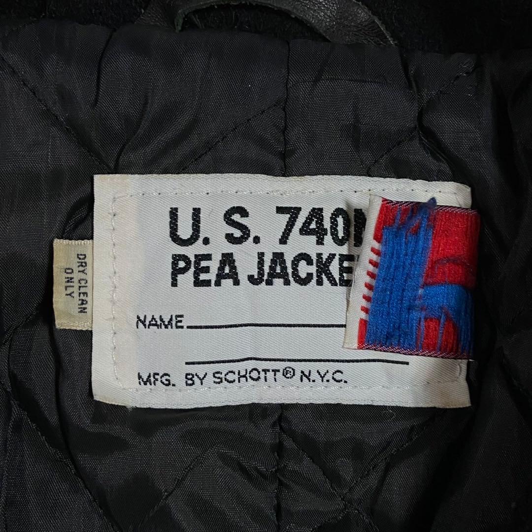 希少3XL SCHOTT Pコート ブラック ウール キルティング メンズ