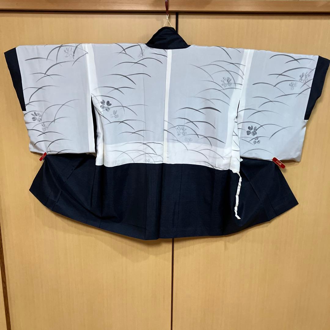 大島紬 ASアンサンブル 着物と道中着セット 藍色大島 麻の葉模様