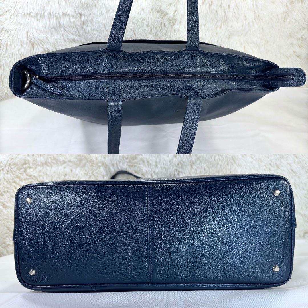 【極美品】ポーター リンク トートバッグ ビジネス レザー 手提げ A4可 紺