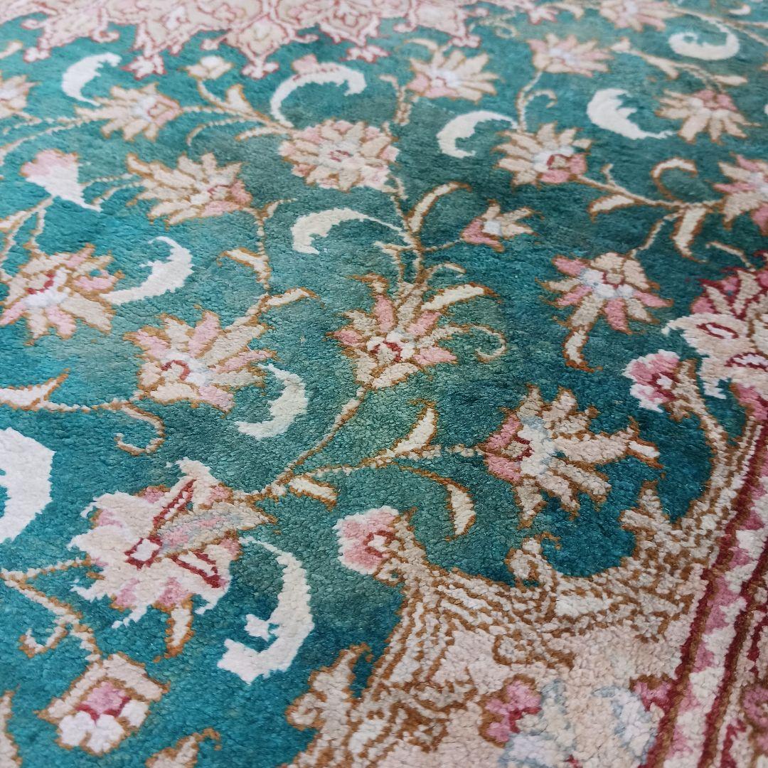 Y3134 高級ペルシャ クム産 シルク100% 手織り絨毯 80×122㎝