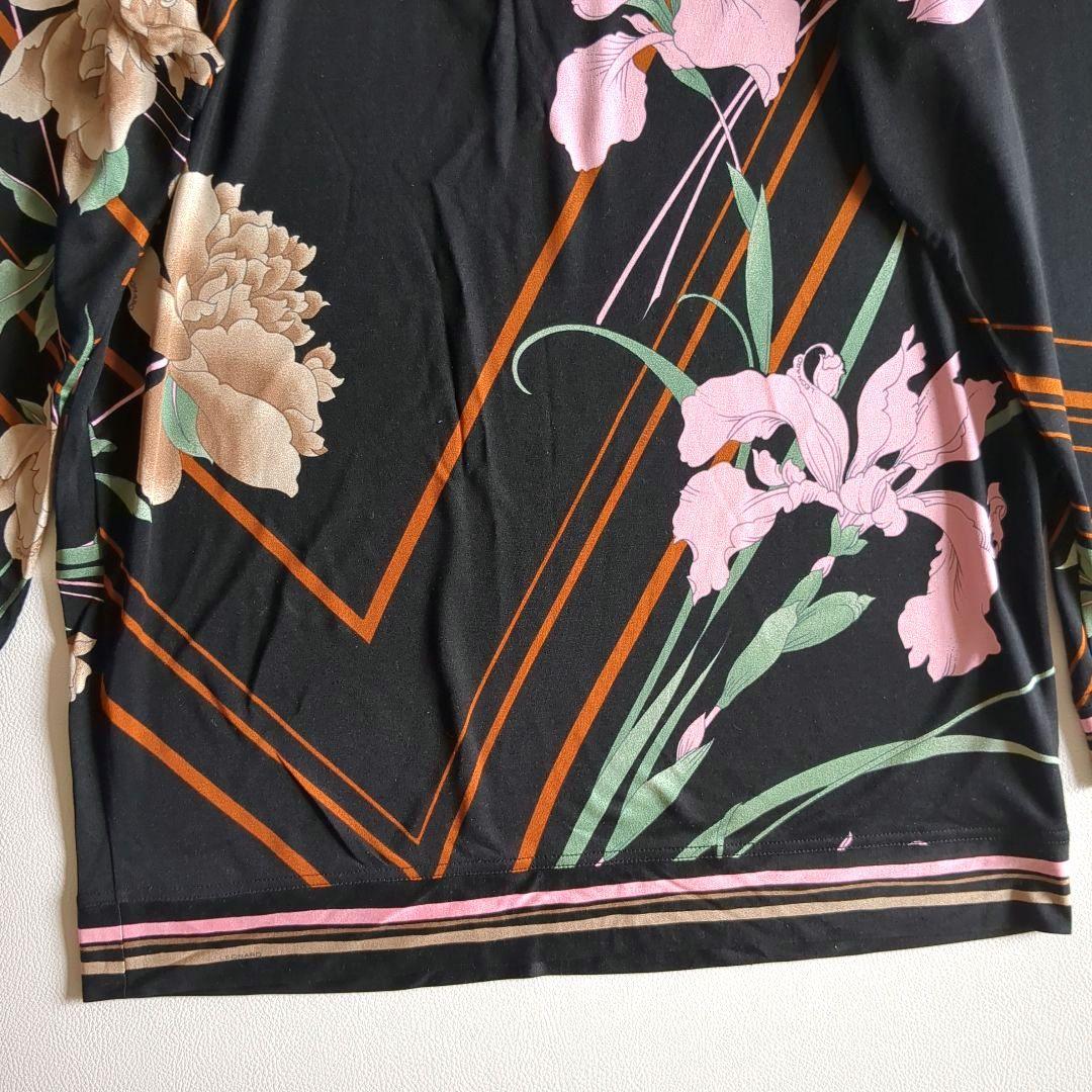 レオナール 長袖カットソー シルク100% 花柄 総柄 Vネック レイヤード