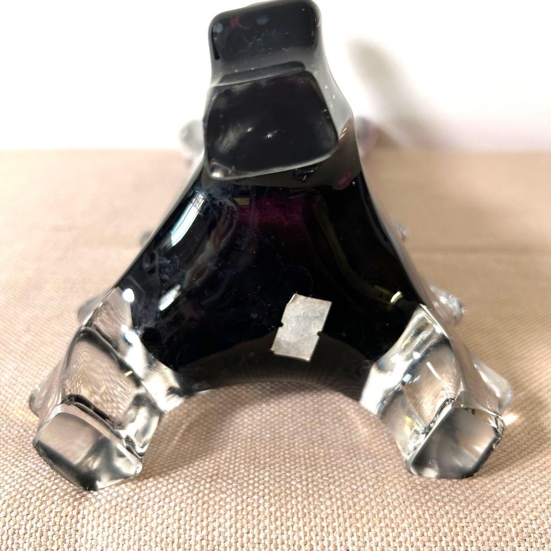 紫と透明のガラス花瓶 アートガラス