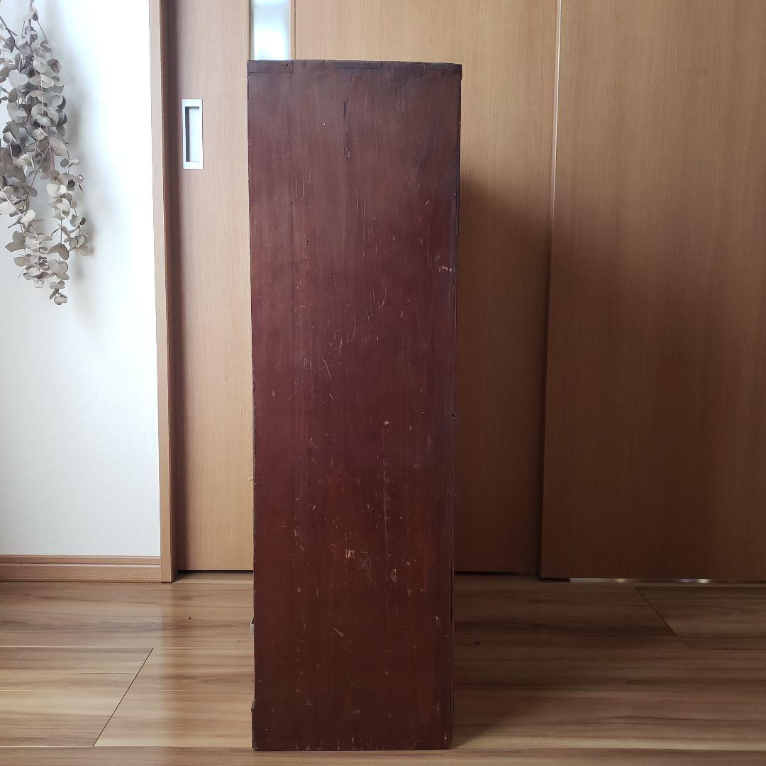 古い木製　ゆらゆらガラス　本棚　食器棚　収納棚　水屋箪笥　古家具