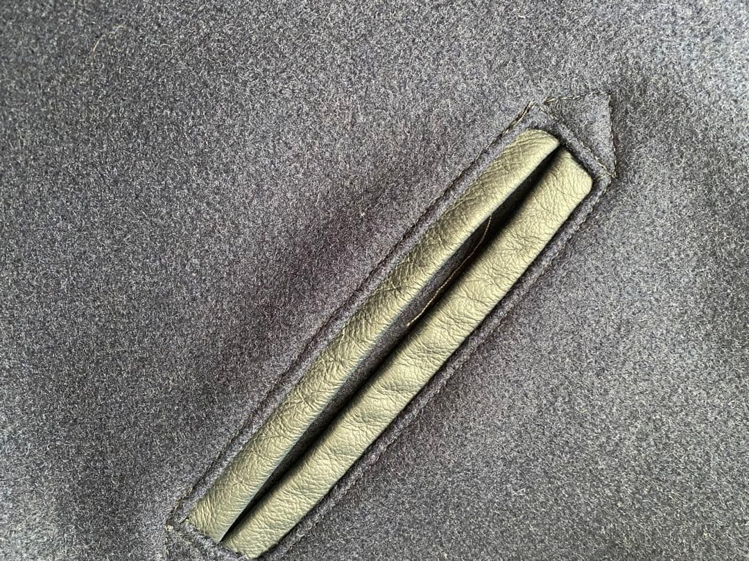 スクーカム　スタジャン　レザー　34 ファラオ　ダブルLENZIP ネイビー美品