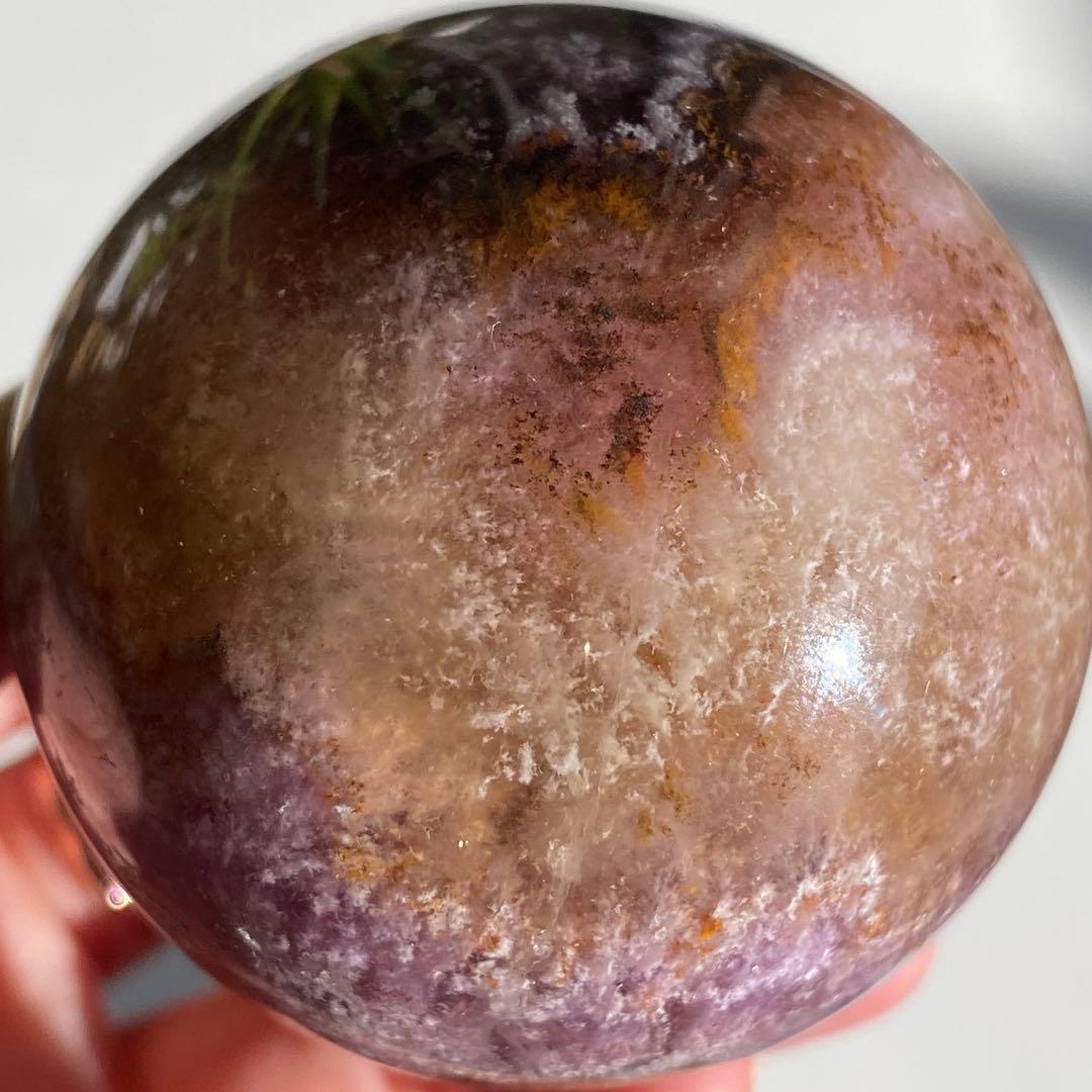 【 天然石　オーラライト 23 フローライト 共生 スフィア 丸玉 】