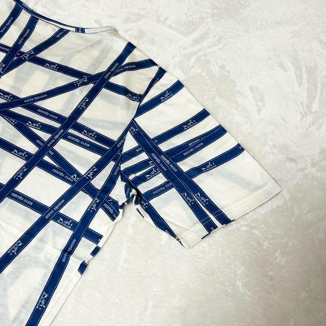 ★美品★エルメス　Tシャツ　マルジェラ期　ボルデュック　リボン　コットン　ロゴ