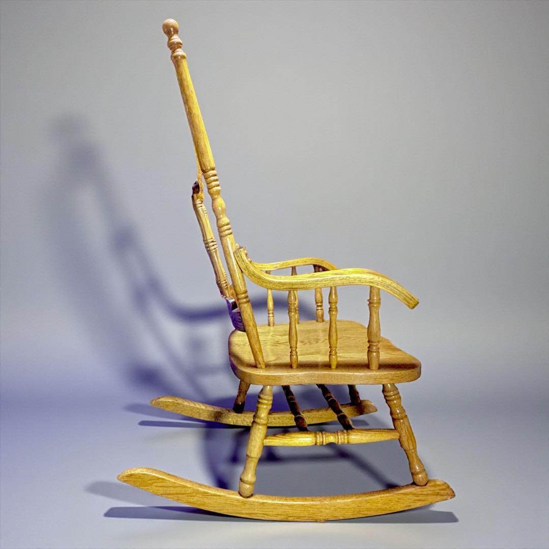 ✨超美品✨ ヴィンテージ 台湾製 ロッキングチェア オーク無垢 彫刻入り