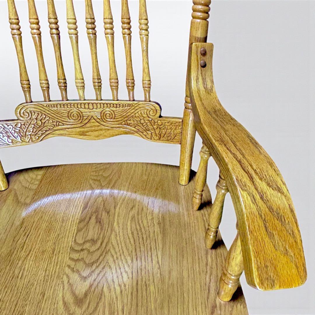 ✨超美品✨ ヴィンテージ 台湾製 ロッキングチェア オーク無垢 彫刻入り