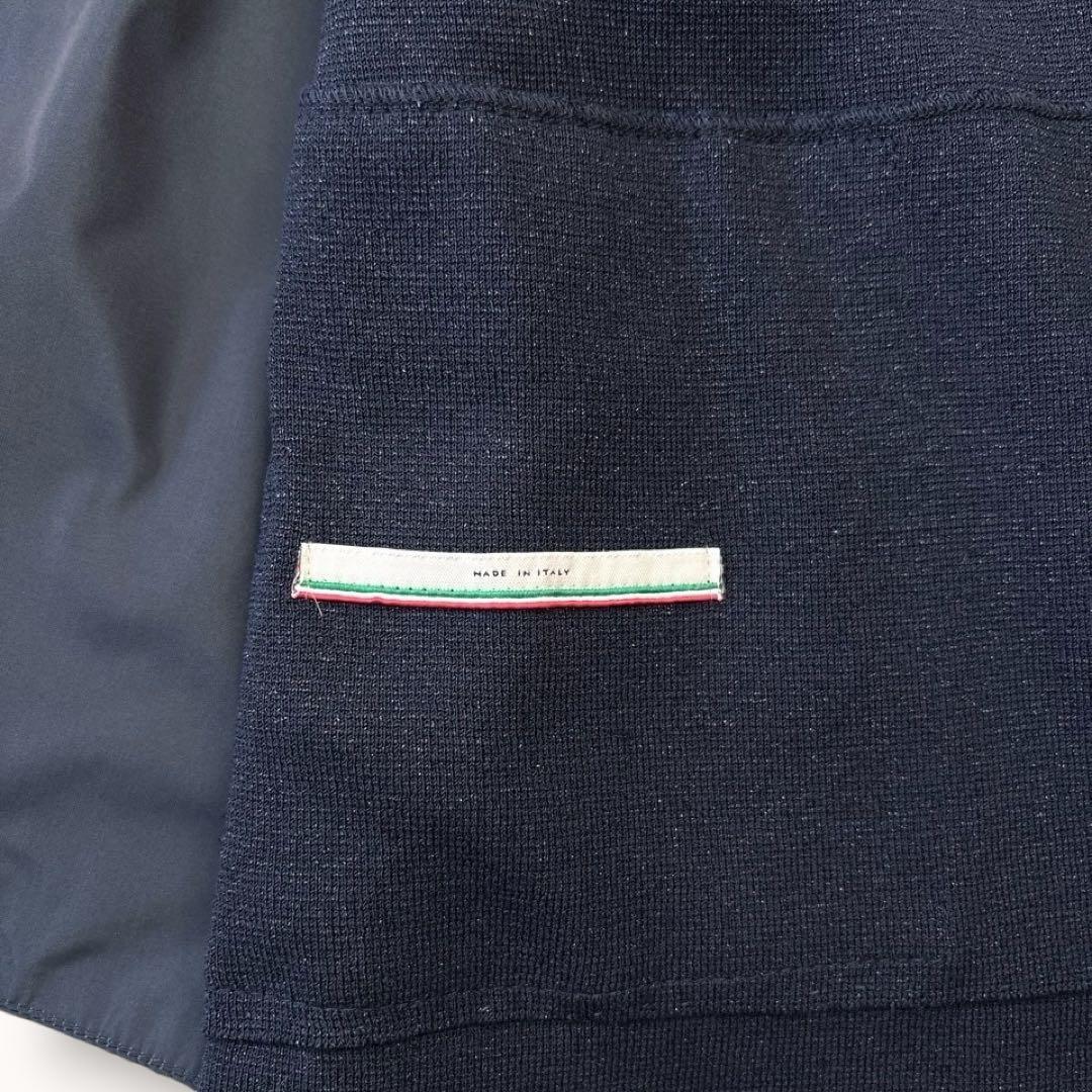 美品♪ヘルノ L ノーカラージャケット 切り替え ボーダー ネイビー ホワイト