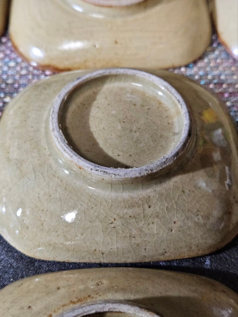 明治時代　古瀬戸　古美濃系　呉須　染付 かわほねの図　小皿　豆皿　手塩皿　20客