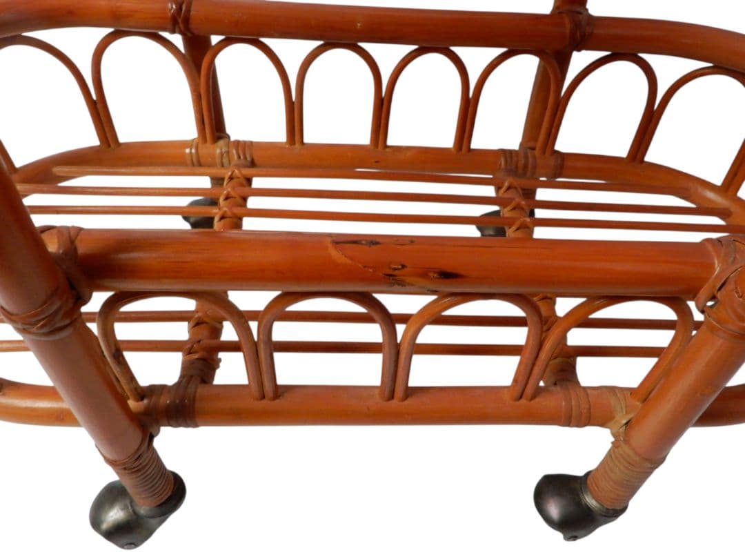 【美品】ラタン 藤 キャリーワゴン ランドリーラック