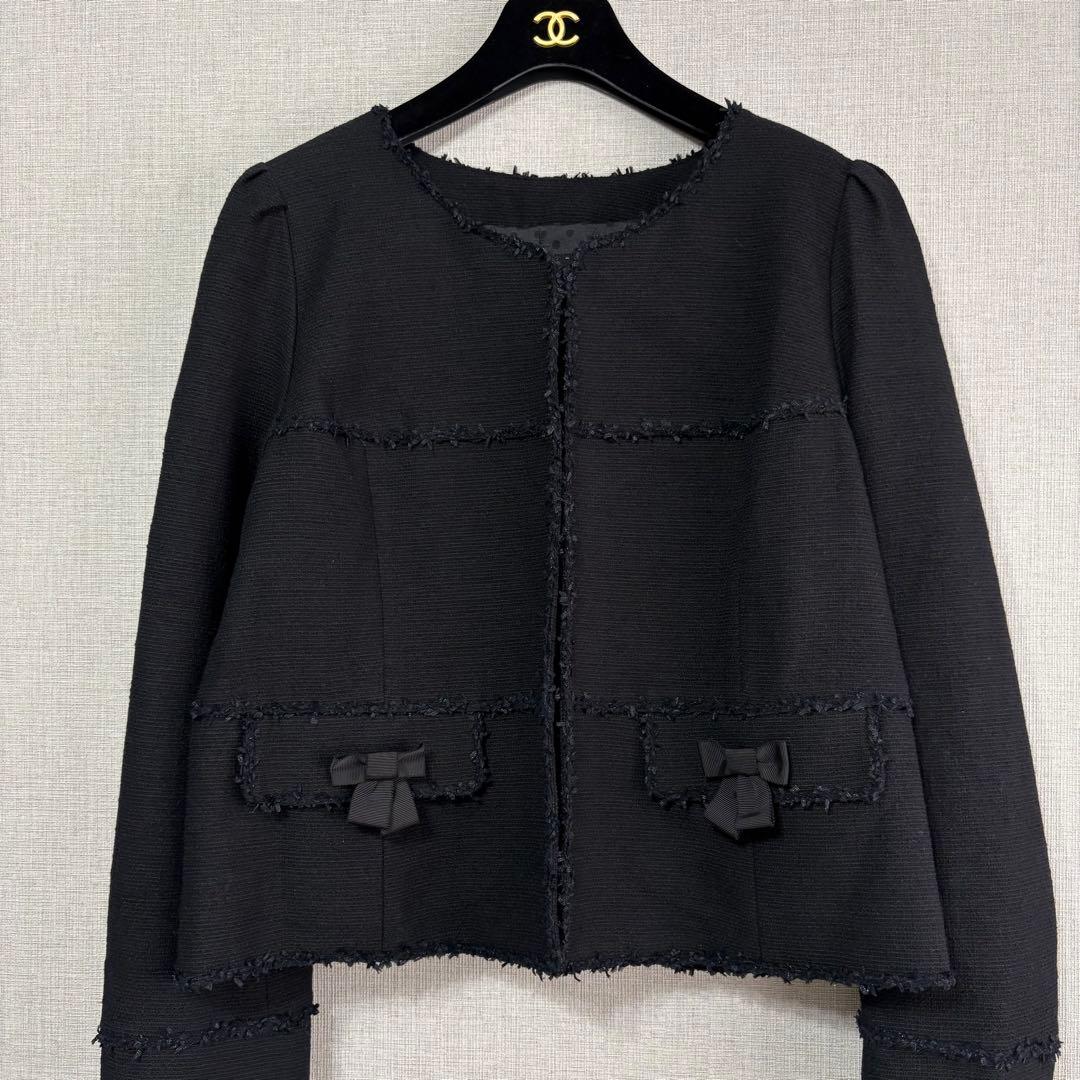 美品　トゥービーシック ツイード調　ノーカラージャケット　大きいサイズ