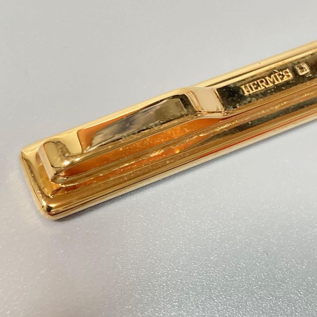 美品 エルメス エマイユ ネクタイピン 七宝焼 ゴールド ブラック