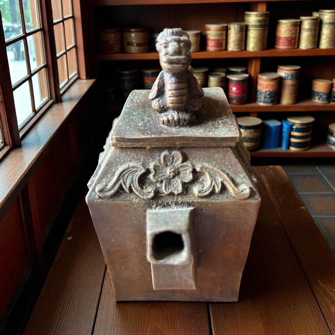 中国古美術 貔貅 嘉慶通寶蝙蝠 瑞獣文 縁起古銅急須 金運招来 書道具 墨壺水滴