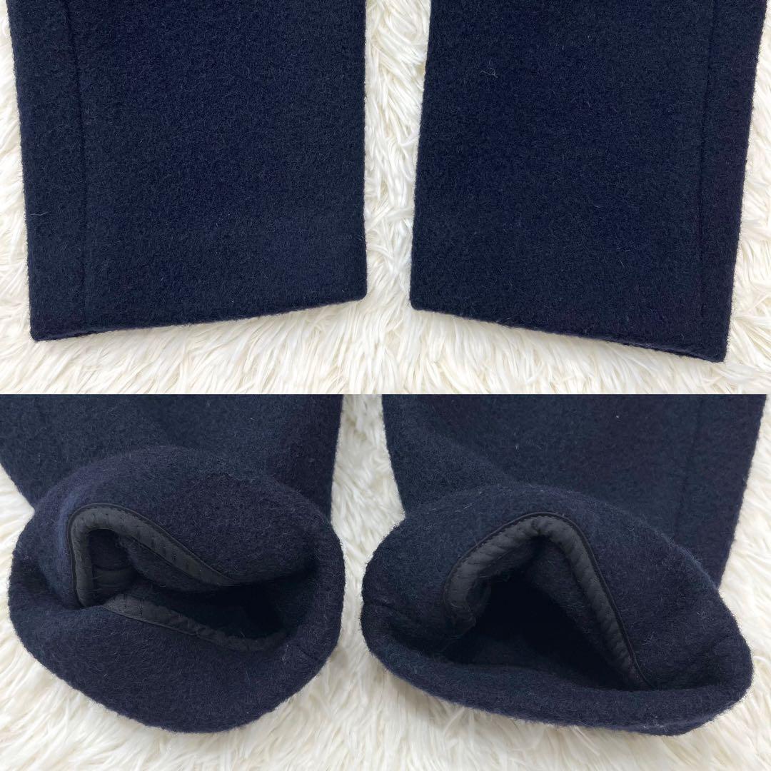 【ダントン】 ウールモッサ Vネック ノーカラー ジャケット 40 ネイビー