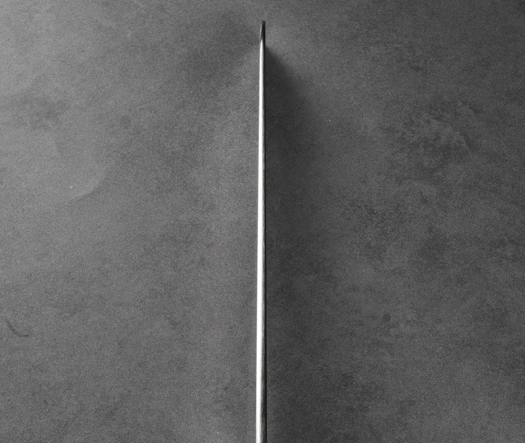 7019 鎌型薄刃包丁 8寸 刃渡り240mm 刺身包丁 人工象牙黒三本巻八角柄