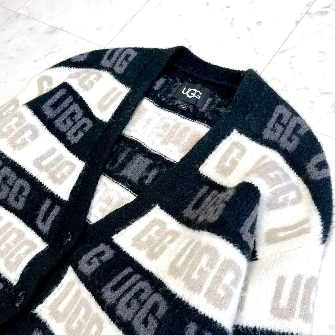 希少✨UGG アグ カーディガン グラフィック ロゴ ボーダー モノトーン