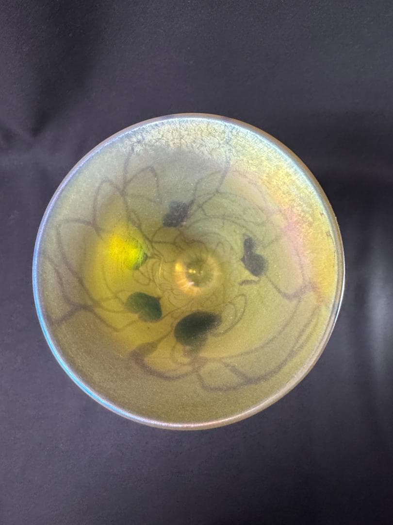 【ヴィンテージ】ティファニースタイル 幾何学文聖杯 コーディアルグラス