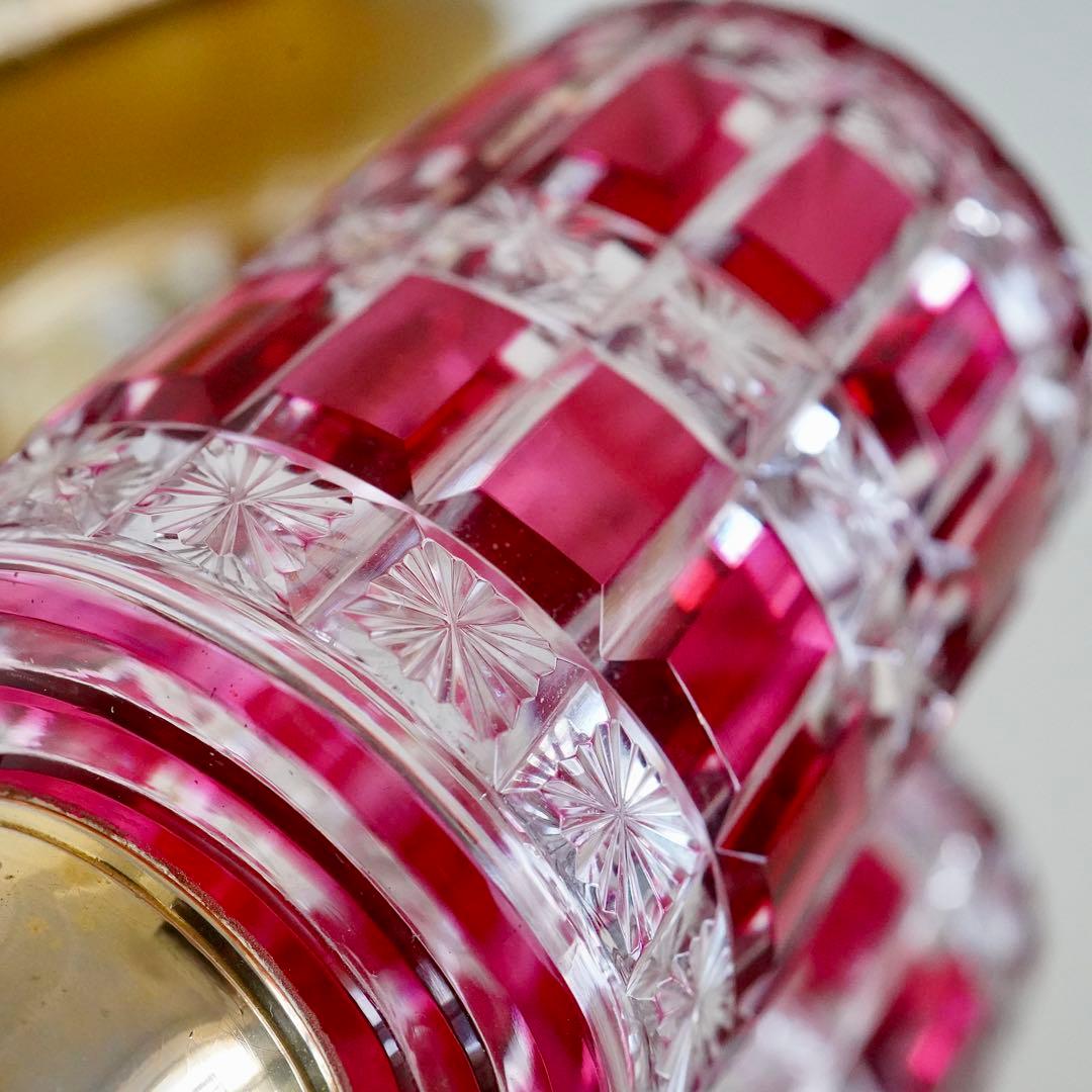 金赤被せ★オールドバカラ ディアマン エトワール 星型カット香水瓶★アトマイザー