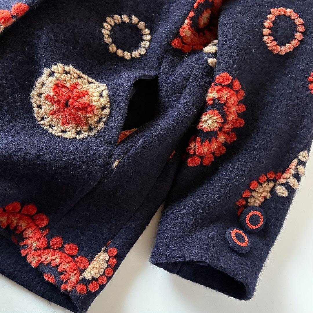 美品♡　定価4.8万円　アズノゥアズオオラカ　ウール　花柄　刺繍　コート