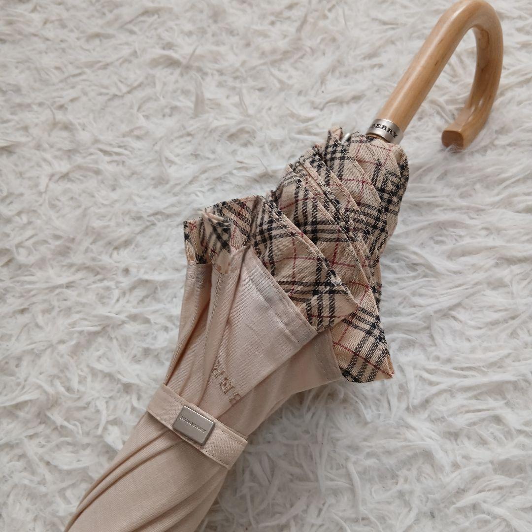 【BURBERRY】希少　オーロラ社製　フリル　ノバチェック　長傘　日傘