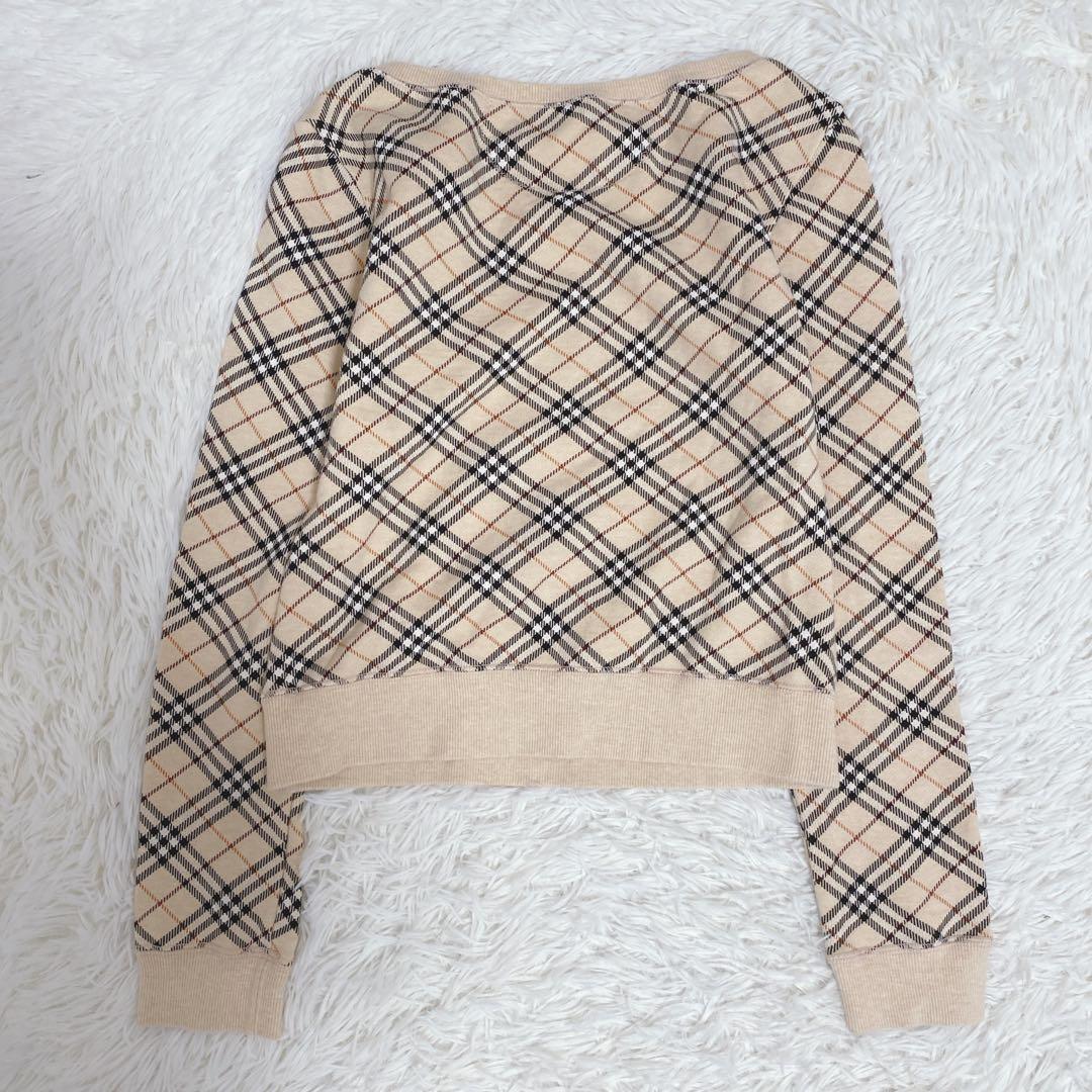 美品 バーバリーブルーレーベル ノバチェック柄 トレーナー トップス ベージュ