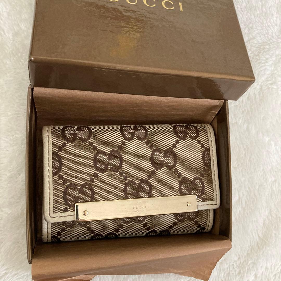 GUCCI 長財布&キーケースセット ベージュブラウン キャンバス グッチ箱付き