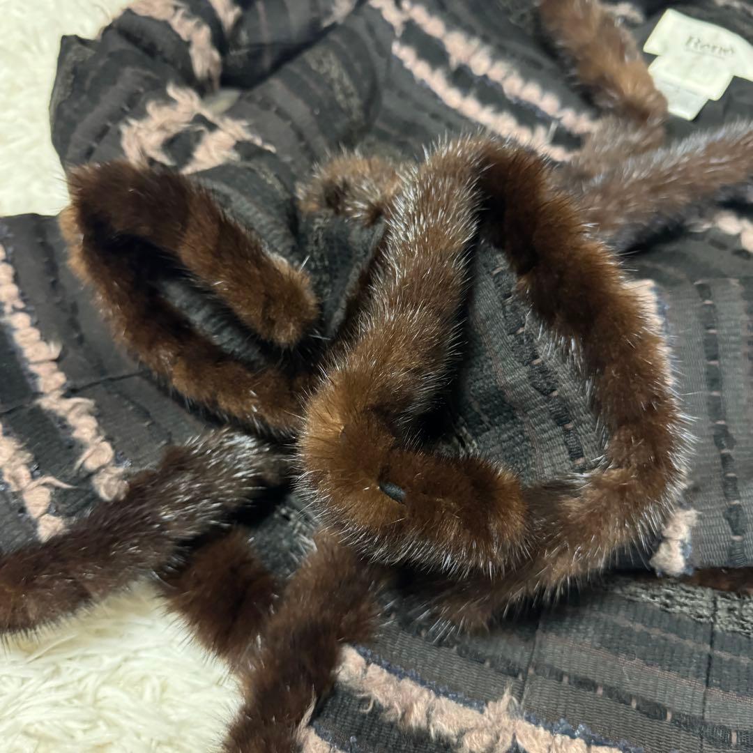 Rene ルネ TISSUE社 ツイードジャケット スタンドカラー 36 ミンク