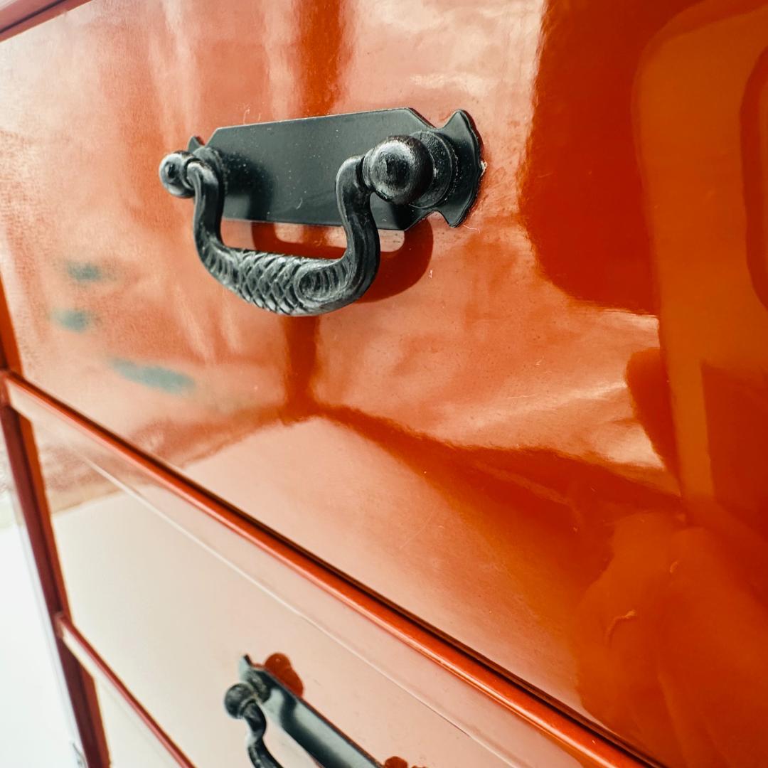 T　根来塗　木製　鉄金具　漆塗　漆器　昭和レトロ　ビンテージ　三杯