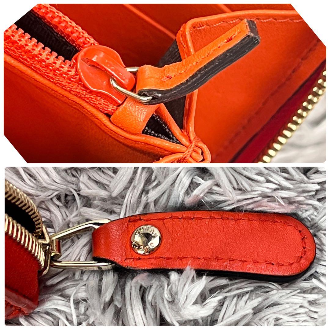 極美品✨GUCCI マイクロシマ　ラウンドファスナー　オレンジ　長財布