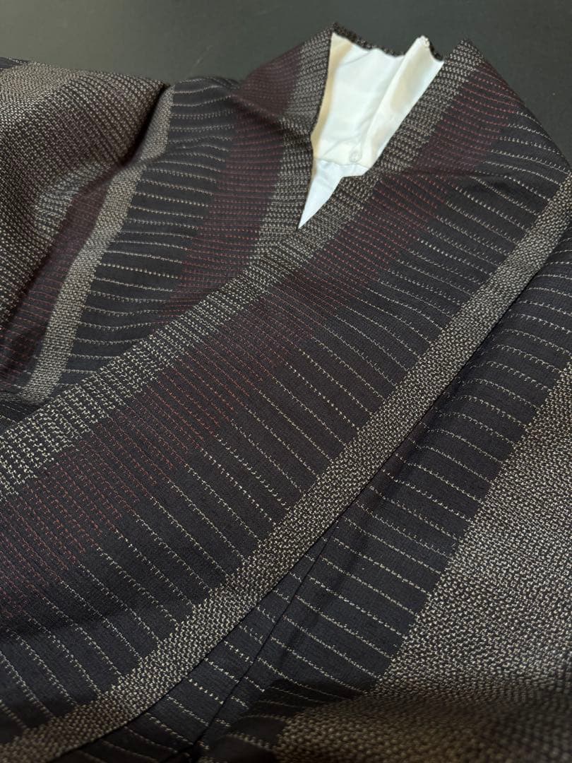 【銘品新品】日本三大紬「信州上田紬」漢方草木染「総絣織」トール寸