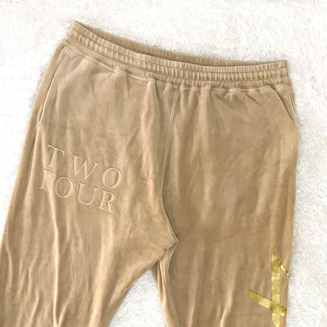 24karats ジャージ セットアップ ベロア ゴールドロゴ ベージュ XL