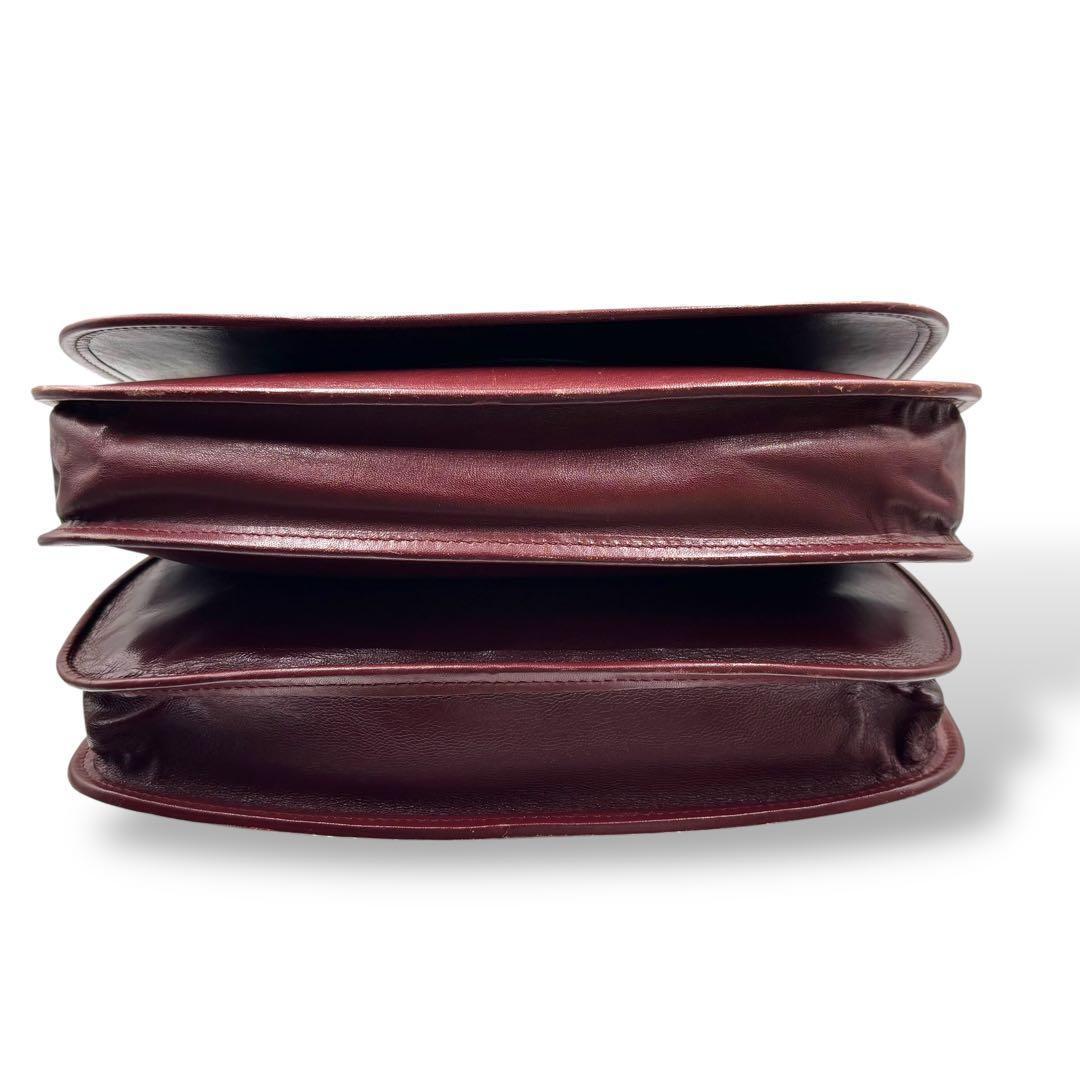 【ヴィンテージ】カルティエ　マストライン　ショルダーバッグ　ボルドー　レザー